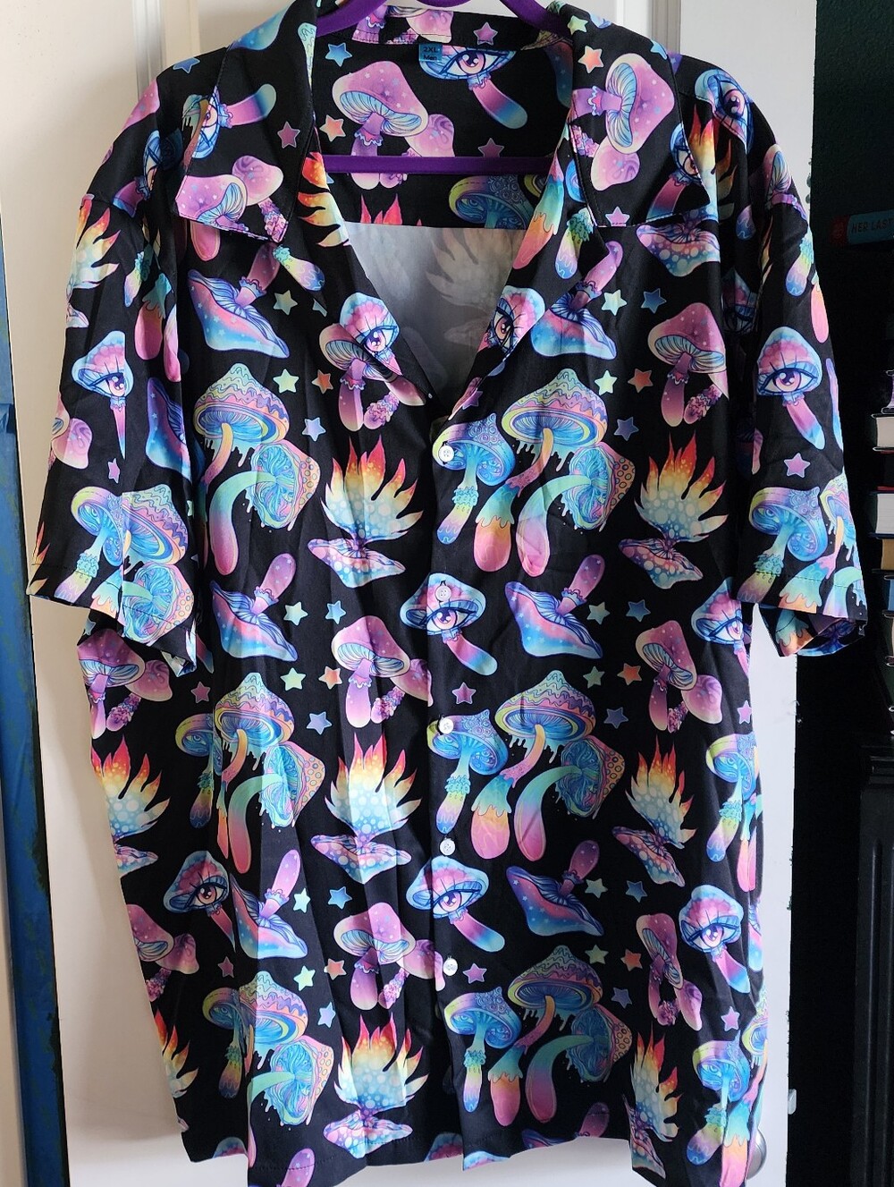 Colorful Mushroom Shirt Sleeve Button Down